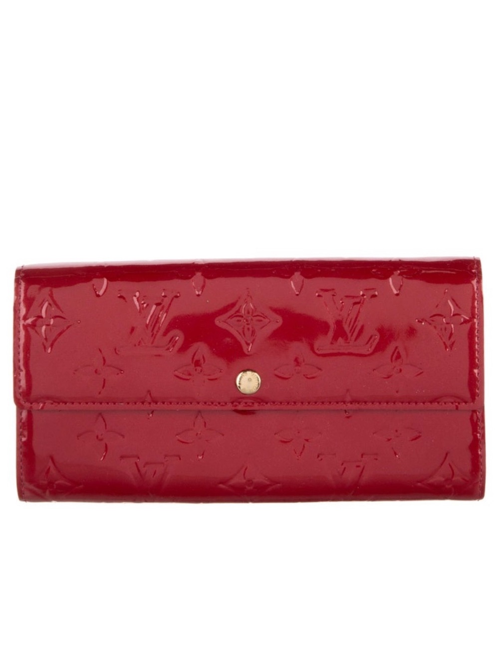 Louis Vuitton Red Patent Monogram Continental Wallet with Gold-Tone Snap